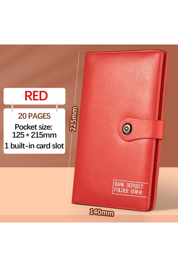 Premium Leather Bank Deposit Organizer with Pvc Inner Pages, Magnetic Closure for Sesolution Storage of Checks, Promissory Notes & Financial Documents, Ideal for Personal Finance Management