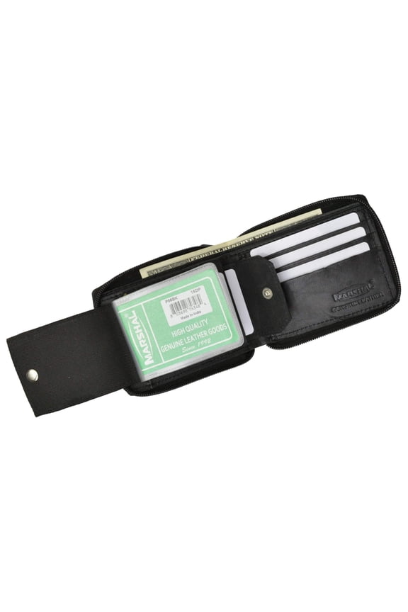 Premium Leather Bifold Zip-Around Card Holder Wallet P 56 (C)