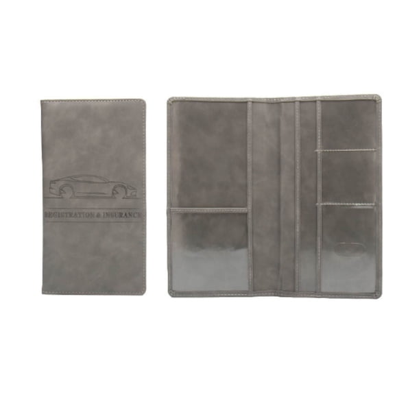 Premium Leather Car Document Holder - Organizer for Registration, Insurance Cards & Driver's License, Vehicle Papers Storage, Glove Box Accessories for Cars (grey)