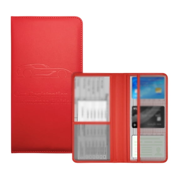 Premium Leather Car Registration & Insurance Card Holder - Vehicle Organizer for Driver License & Documents,Size/Colour as Pictured