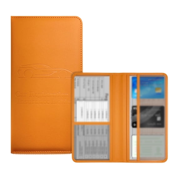 Leather Car Registration & Insurance Card Holder - Vehicle Organizer for Driver License & Documents,Size/Colour as Pictured