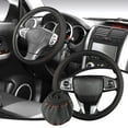 thumbnail image 1 of Premium Leather Car Steering Wheel Cover - Elastic, Non Slip, Breathable Microfiber - Universal 14.96 Inch Wrap - Red, 1 of 7