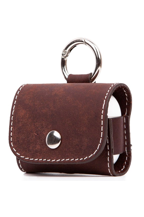 Premium Leather Case for Apple Airpods Pro (2019) Genuine Leather with Button Lock and Metal Buckle Cute Mini Purse Style - Purse Pro Coffee