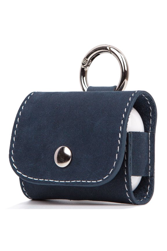 Premium Leather Case for Apple Airpods Pro (2019) Genuine Leather with Button Lock and Metal Buckle Cute Mini Purse Style - Purse Pro Navy