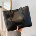 thumbnail image 1 of Premium Leather Commuter Handbags, 14.5 Inch Versatile Shoulder Tote Bags for Women, Solid Color Casual Zipper Purses for Spring Office Work Travel Daily Storage, 1 of 7