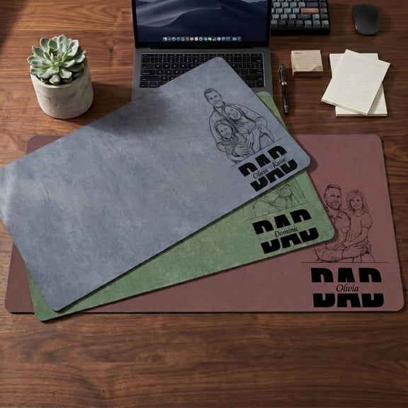Premium Leather Desk Pad for Dad, Personalized Office Mouse Mat Gift for Him