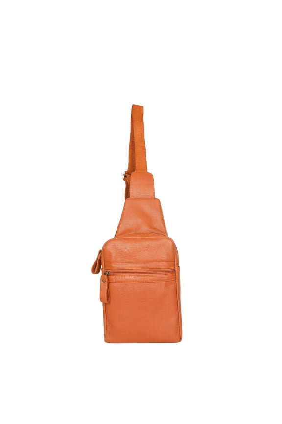 Premium Leather Fanny Sling Bag For Women Men, Waist Pack Crossbody Shoulder Blet Bags Travel - Tan (Orange), Black, Brown - Sishka