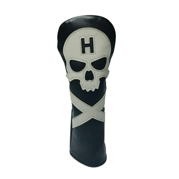 Premium Leather Golf Covers for Head 1, 3, 5 Driver with Elastic Closure, Skull Embroidery, Fits Most Wood Driver , UT