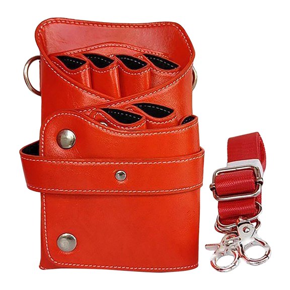 Premium Leather Hair Stylist Tool Carry Bag Adjustable Waist Shoulder Strap Multifunction Salon Scissor Comb Clip Organizer