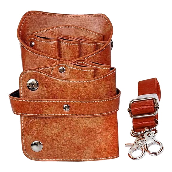 Premium Leather Hair Stylist Tool Carry Bag Adjustable Waist Shoulder Strap Multifunction Salon Scissor Comb Clip Organizer