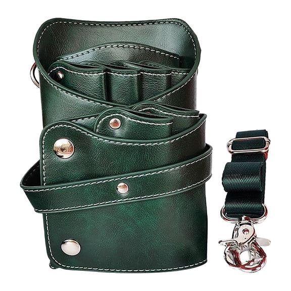 Premium Leather Hair Stylist Tool Carry Bag Adjustable Waist Shoulder Strap Multifunction Salon Scissor Comb Clip Organizer