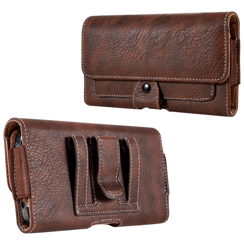 Premium Leather Horizontal Belt Pouch with Dual Card Pocket (6 to 6.49