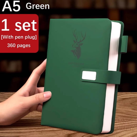 Premium Leather Journal Notebook for Business, A5 Thick Paper Notepad with Bookmark, Office Meeting Notes Diary, Professional Work Planner, Lined Writing Journal for Corporate Use