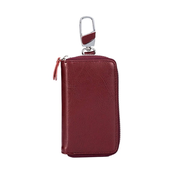 Premium Leather Key Organizer Wallet For Men Women, Zipper Around Key Case With 12 Hooks And Keychain, Large Capacity Key Holder For Home Car Office, Coffee Color