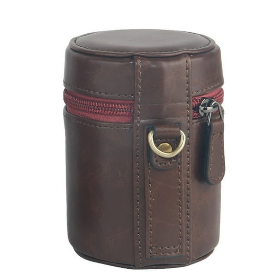 Premium Leather Lens Case with Secure Zipper Closure, Portable Protective Pouch for Camera Lenses, Compact Travel Storage Bag for DSLR and Mirrorless Accessories