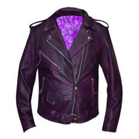 Premium Leather Lightweight Fashion Jacket for Ladies, Purple - Large