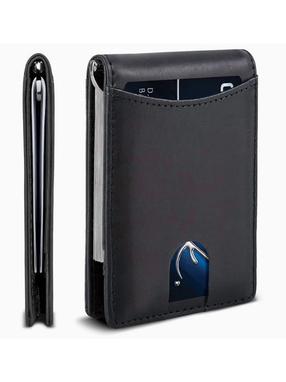 Premium Leather Men's Bifold Wallet, RFID Blocking, Military grade shielding material, Credit Card Holder, Metal Money Clip