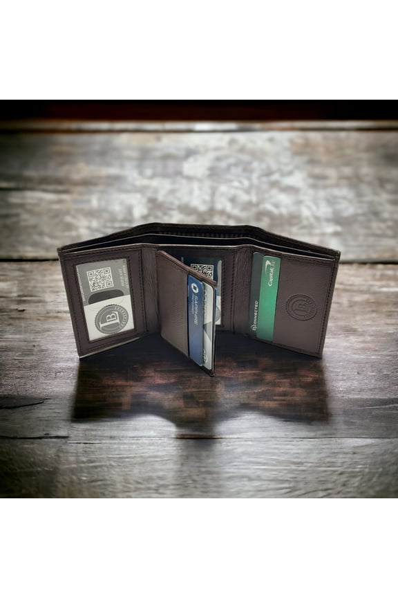 Premium Leather Men's Wallet: RFID Blocking, Slim Trifold Design, Multiple Card Slots - Ideal for Cash, Cards, and ID - Stylish and Durable