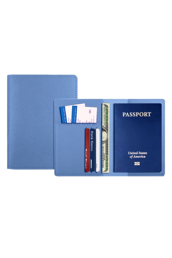 Premium Leather Passport Holder, Handmade Passport Cover with Card and Ticket Slot - Genuine Leather, Elegant Design, Easy Access - Passport Case, Passport Wallet, Passport Holder (Light Blue)
