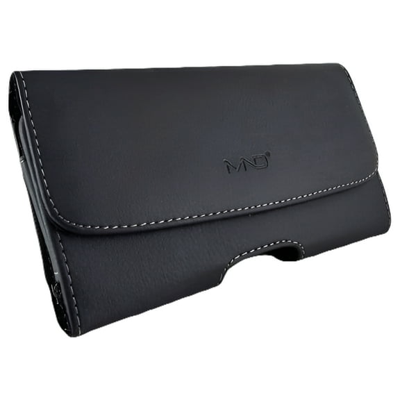 Premium Leather Pouch Holster Belt Case for Apple iPhone 11, iPhone XR w/ Clip / Loops (Size for Phone Only, NOT for Phone w/Cover or Skin on It) - Black