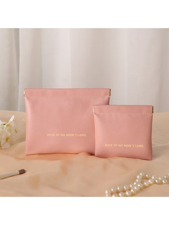 Premium Leather Pouch Set (Large + Small) Your Ultimate Small Items Organizer -pink