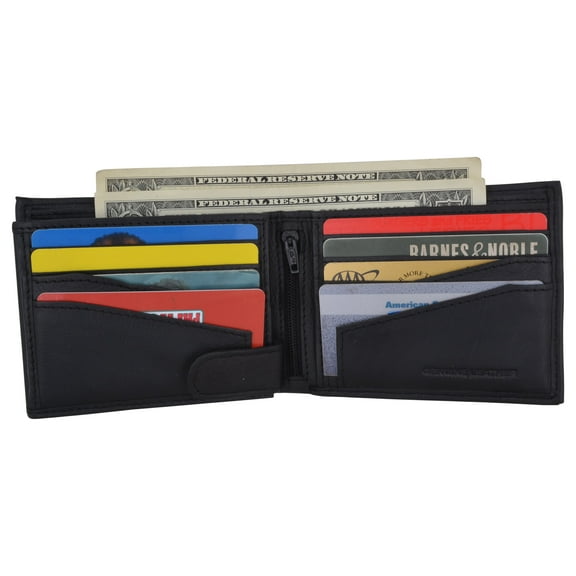 Premium Leather RFID Mens Credit Card ID Holder Wallet W/Interior Snap Closure