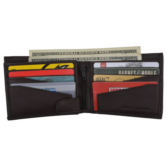 Premium Leather RFID Mens Credit Card ID Holder Wallet W/Interior Snap Closure