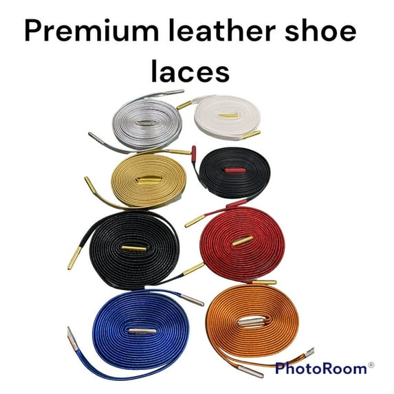 Premium Leather Shoelaces 45 inch Make your Shoe look Great! ( MPN:White with gold metal tips;)
