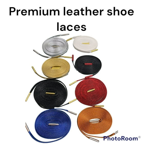 Premium Leather Shoelaces 45 inch Make your Shoe look Great! ( MPN:White with gold metal tips;)