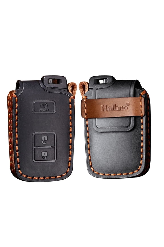 Premium Leather Smart Remote Key Fob Protector Case with Keychain Compatible for Toyota Tacoma 2020 4Runner 2021 Tundra Land Cruiser Keyless Entry Cover