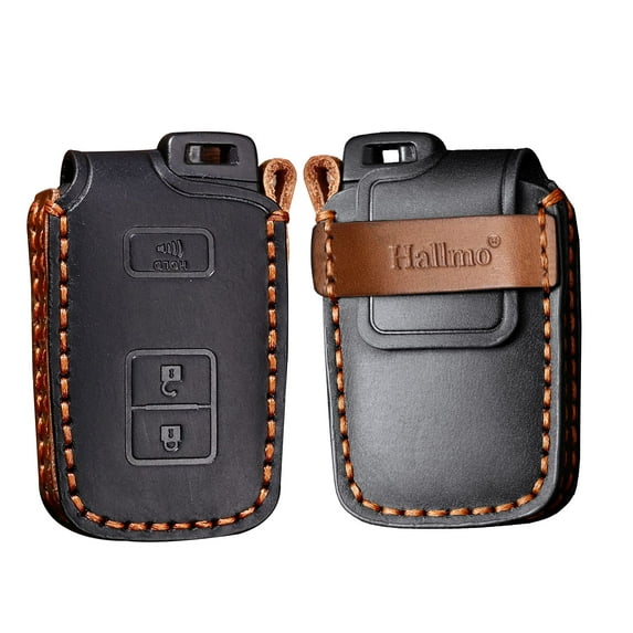 Premium Leather Smart Remote Key Fob Protector Case with Keychain Compatible for Toyota Tacoma 2020 4Runner 2021 Tundra Land Cruiser Keyless Entry Cover