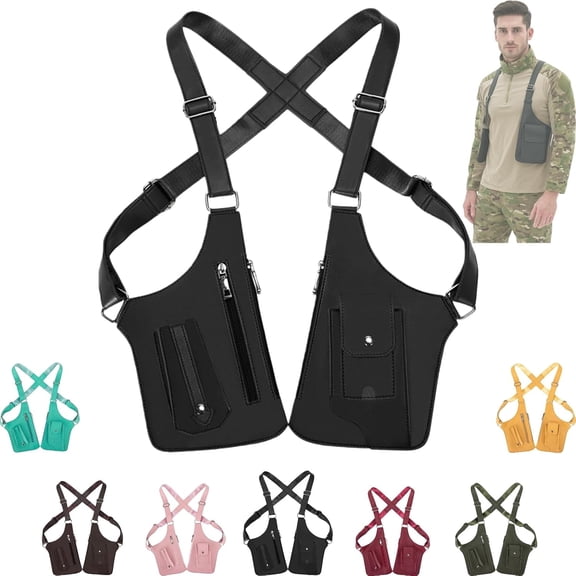 Premium Leather Underarm Shoulder Bag -Adjustable Double Shoulder Armpit Bag for Men,Hidden Armor Wallet Anti Pickpocket