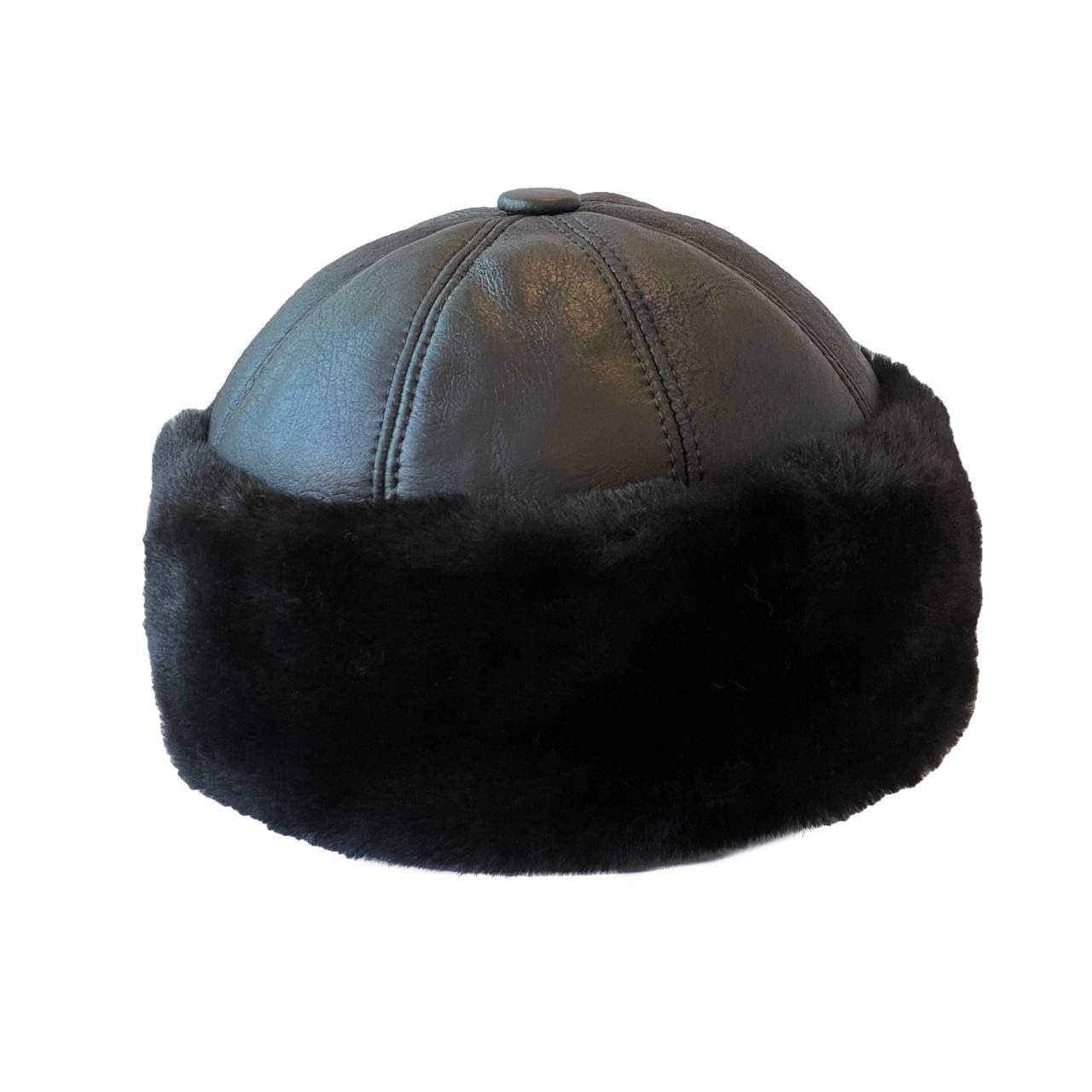 Leather Hat Genuine Shearling Sheepskin Fur Beanie| Winter Skull Hat Zessano Leather Winter Fur Hat - Unisex Shearling 100  main image 4