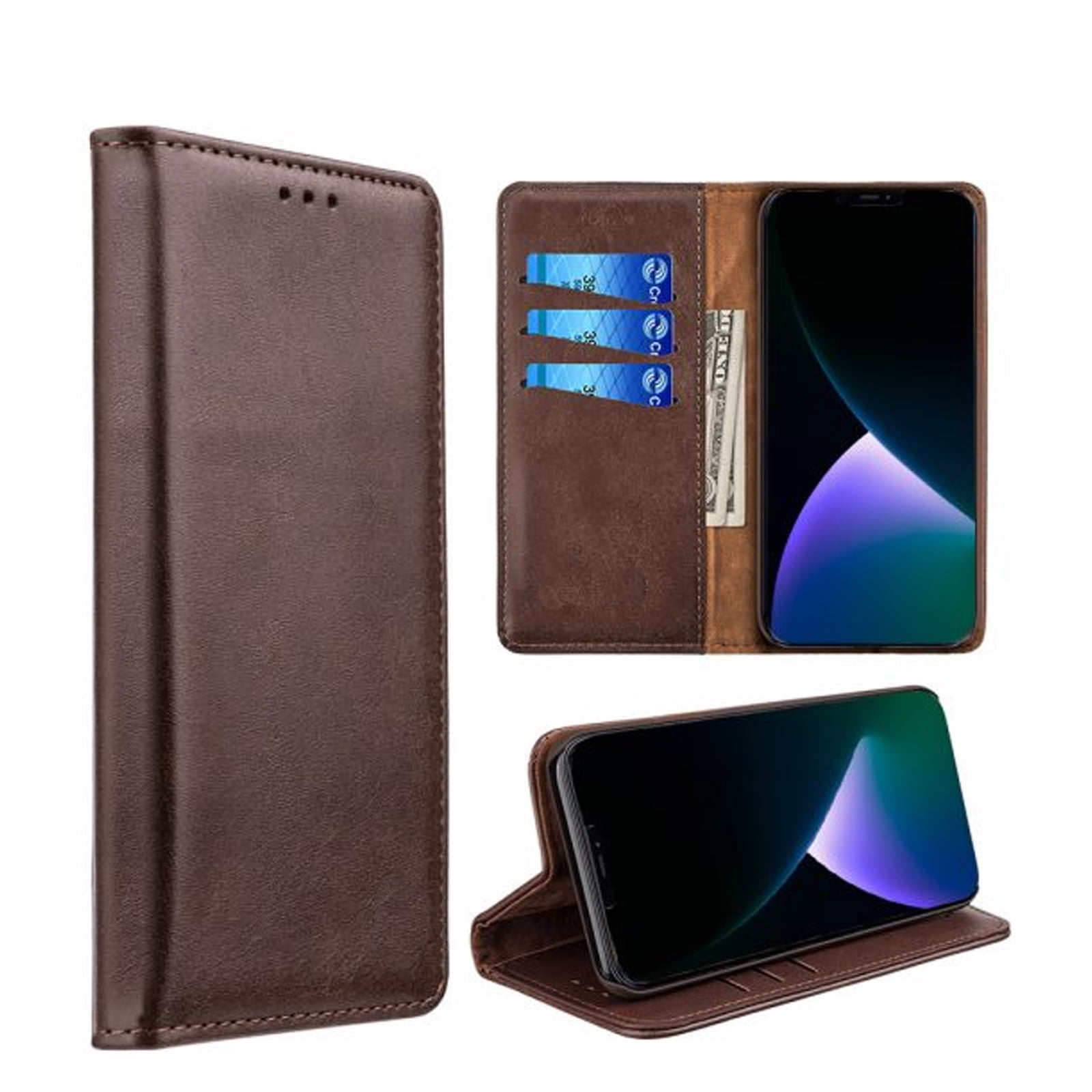 Premium Leather Wallet Flip Cover Phone Holder for iPhone 15 Pro Max 6.