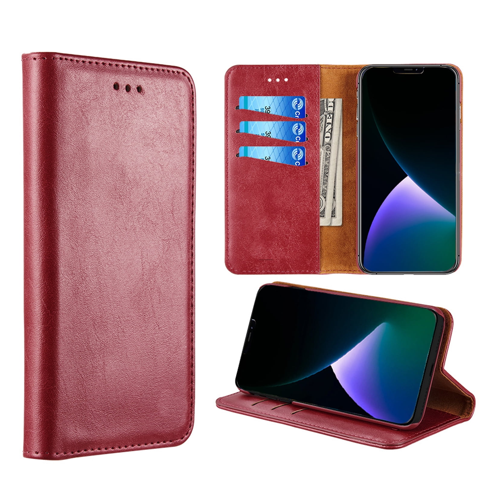 Premium Leather Wallet Flip Cover Phone Holder for iPhone 15 Pro Max 6.