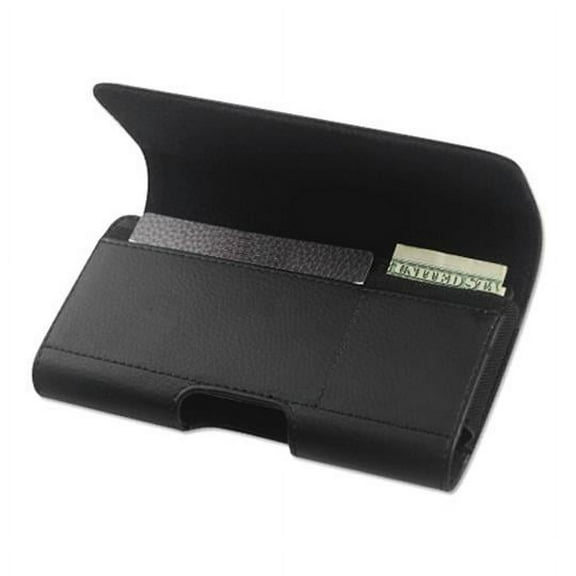 Premium Leather Wallet Pouch Holster Belt Case for OnePlus 6 w/ Clip / Loops (Fits w/ a Slim Case On) - w/ Card Holder - Black