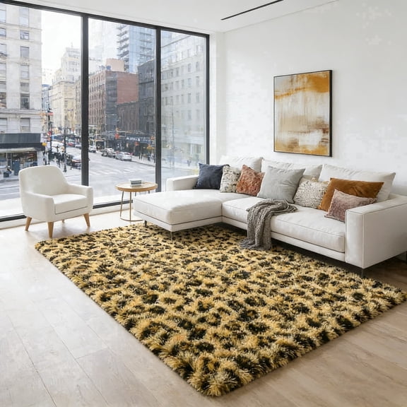 Musicwaker Contemporary Animal Leopard Area Rug, 6' x 9', Non-Slip Backing