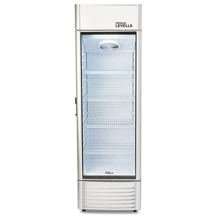 Premium Levella - 12.5 cu. ft. 1-Door Commercial Merchandiser Refrigerator Glass-Door Beverage Display Cooler - Silver