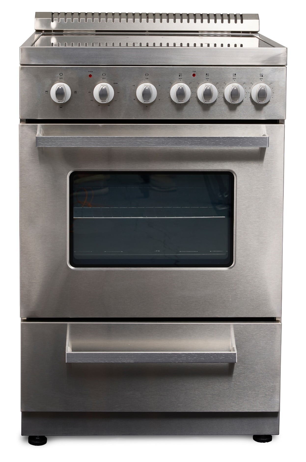 24-inch Stainless Steel Freestanding Electric Range with Glass Cooktop