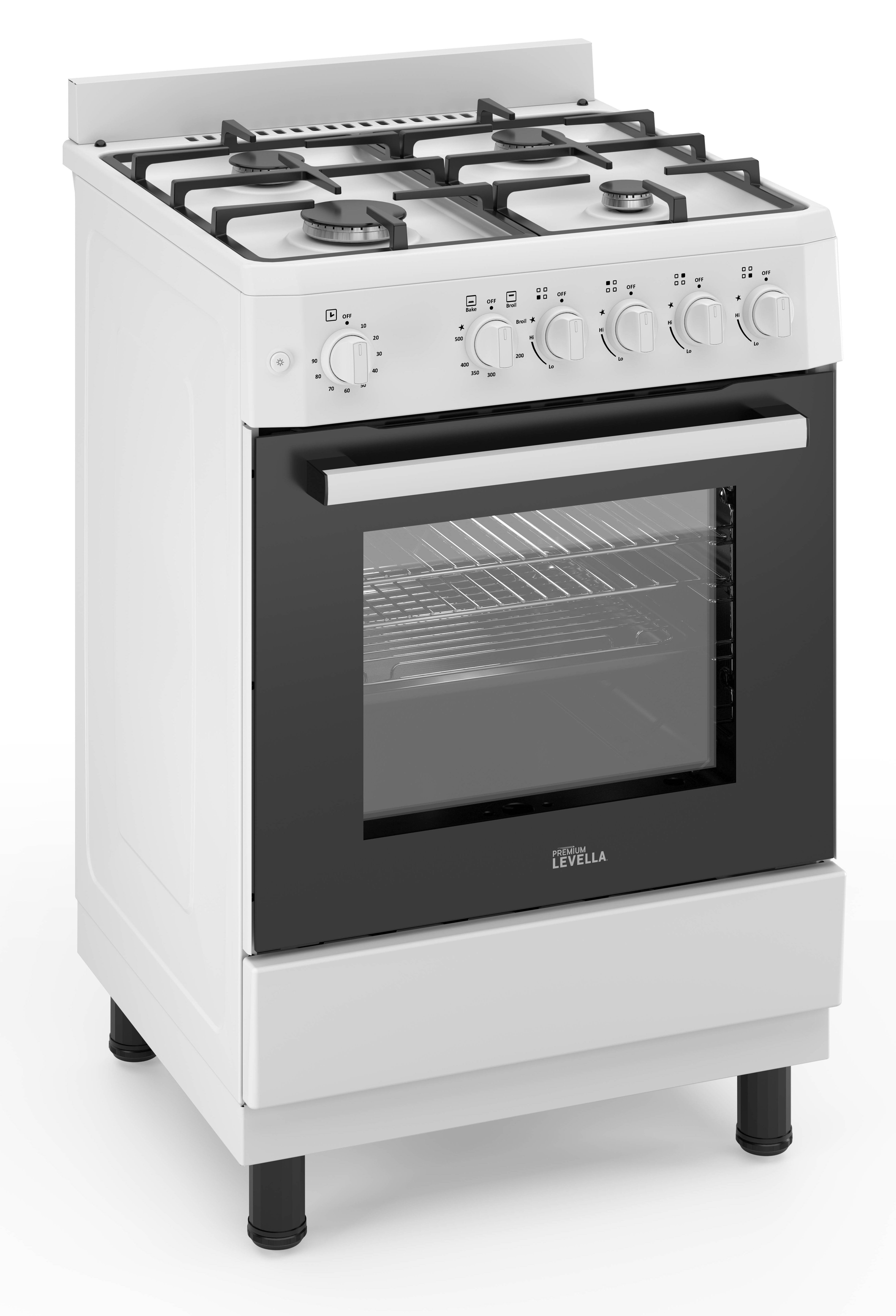 Premium White Freestanding Gas Range with 4 Burners and Oven