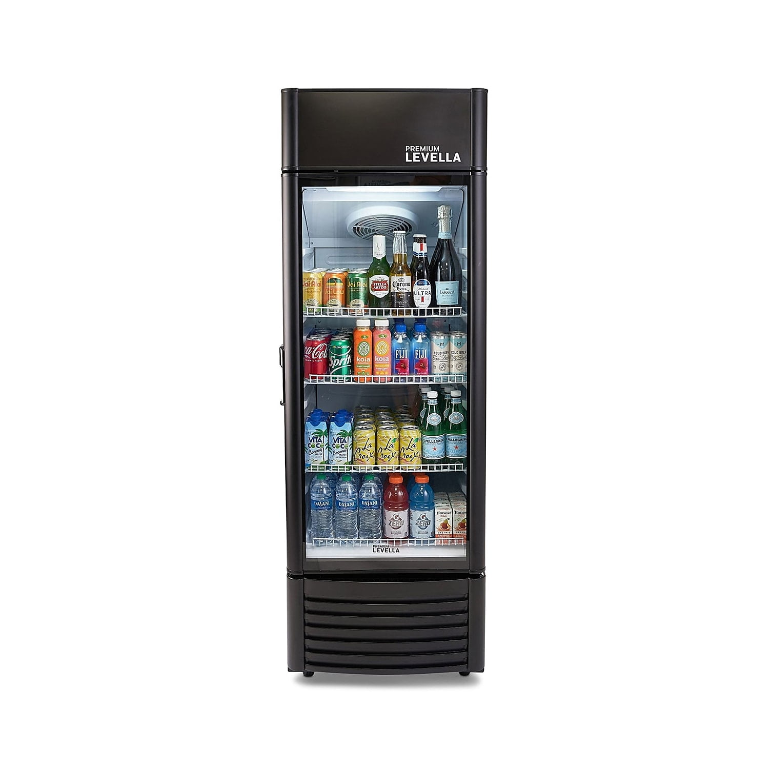 Premium Levella 9.0 cu ft 1-Glass Door Commercial Refrigerator, Matte Black