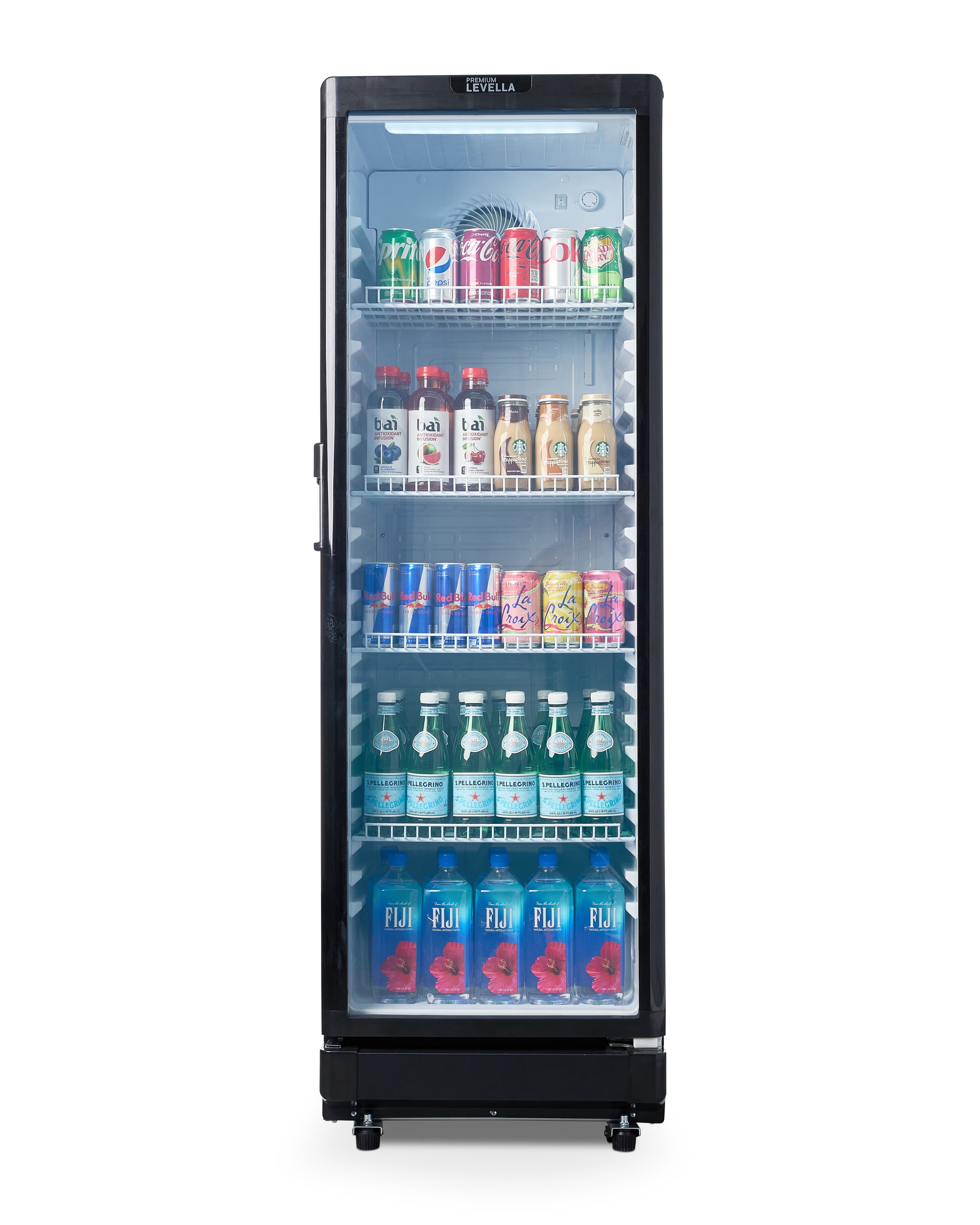 Premium Levella Glass Door Display Refrigerator 8.5 cu ft Commercial Beverage Cooler Merchandiser