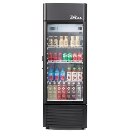 Premium Levella - 6.5 cu. ft. 1-Door Commercial Merchandiser Refrigerator Glass-Door Beverage Display Cooler - Black