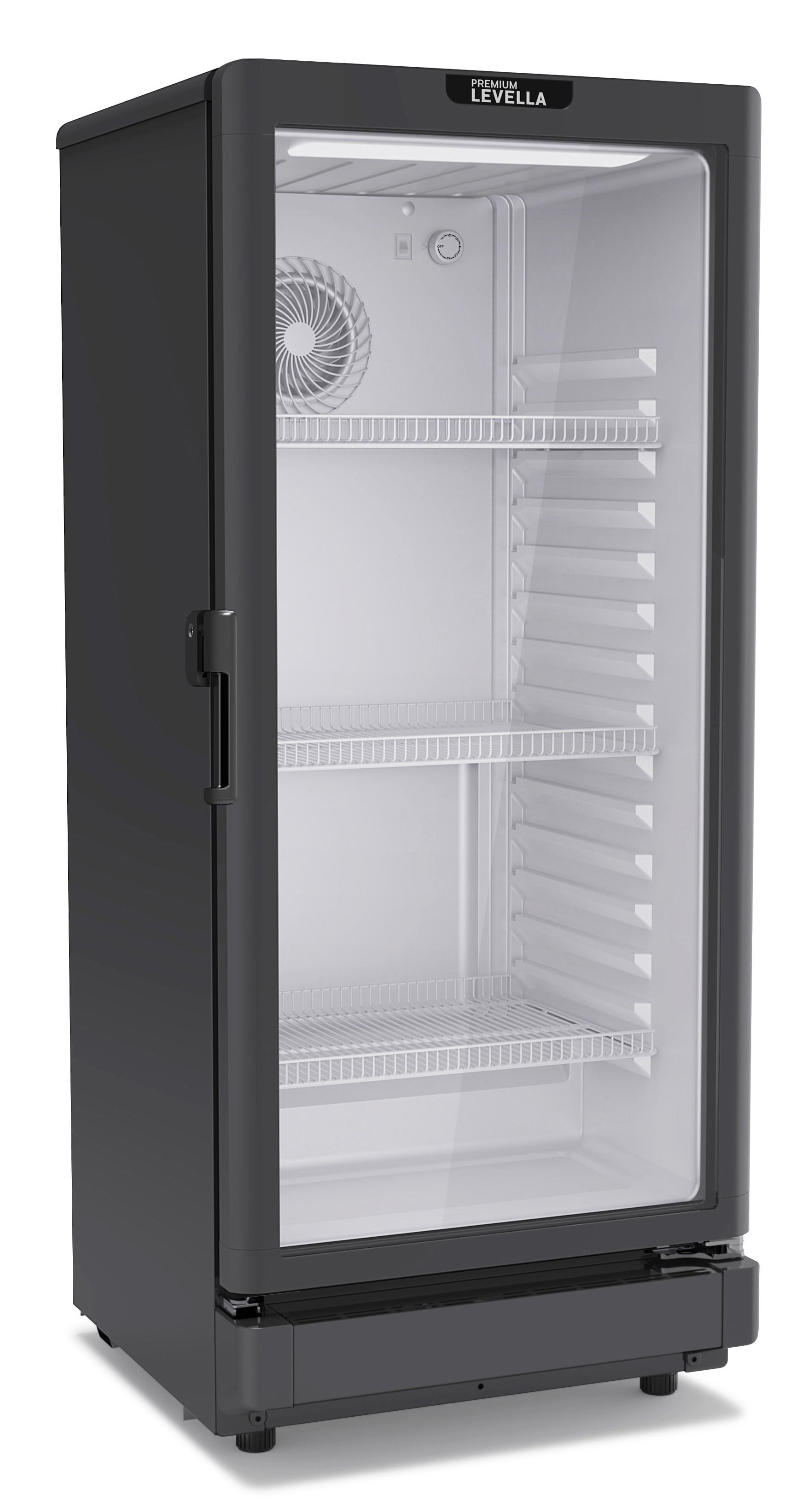 Black Metal Compact Single Door Display Refrigerator with LED Light