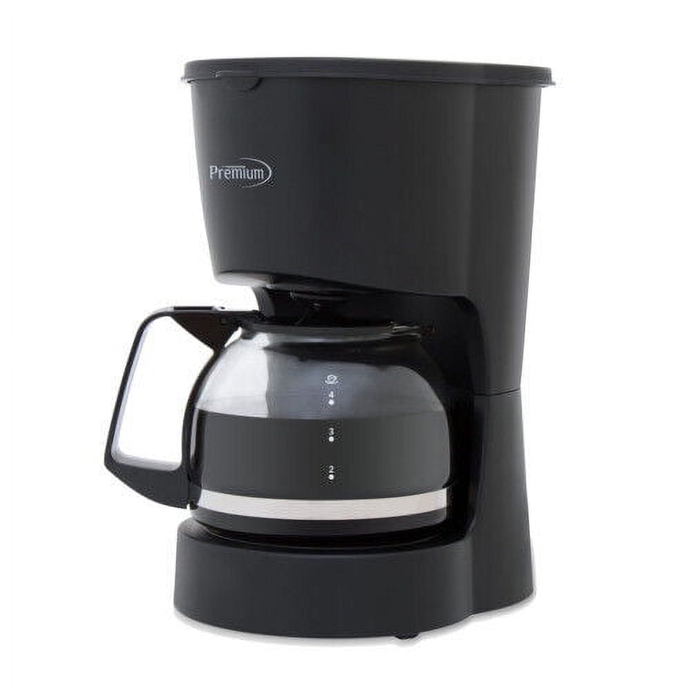 Premium Black 4-Cup Drip Coffee Maker with Reusable Filter