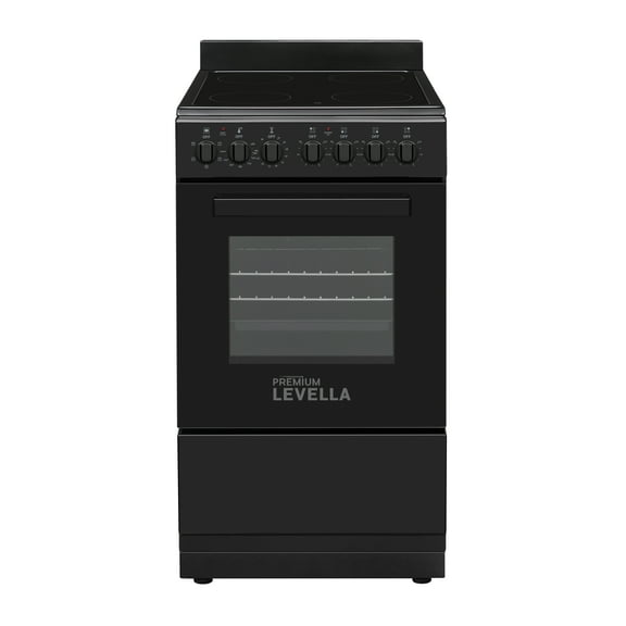 Premium Levella PREV2007VB 20" Vitroceramic Cooktop Electric Range with 4 Burners and 1.9 Cu. Ft. Single Convection Oven - Black