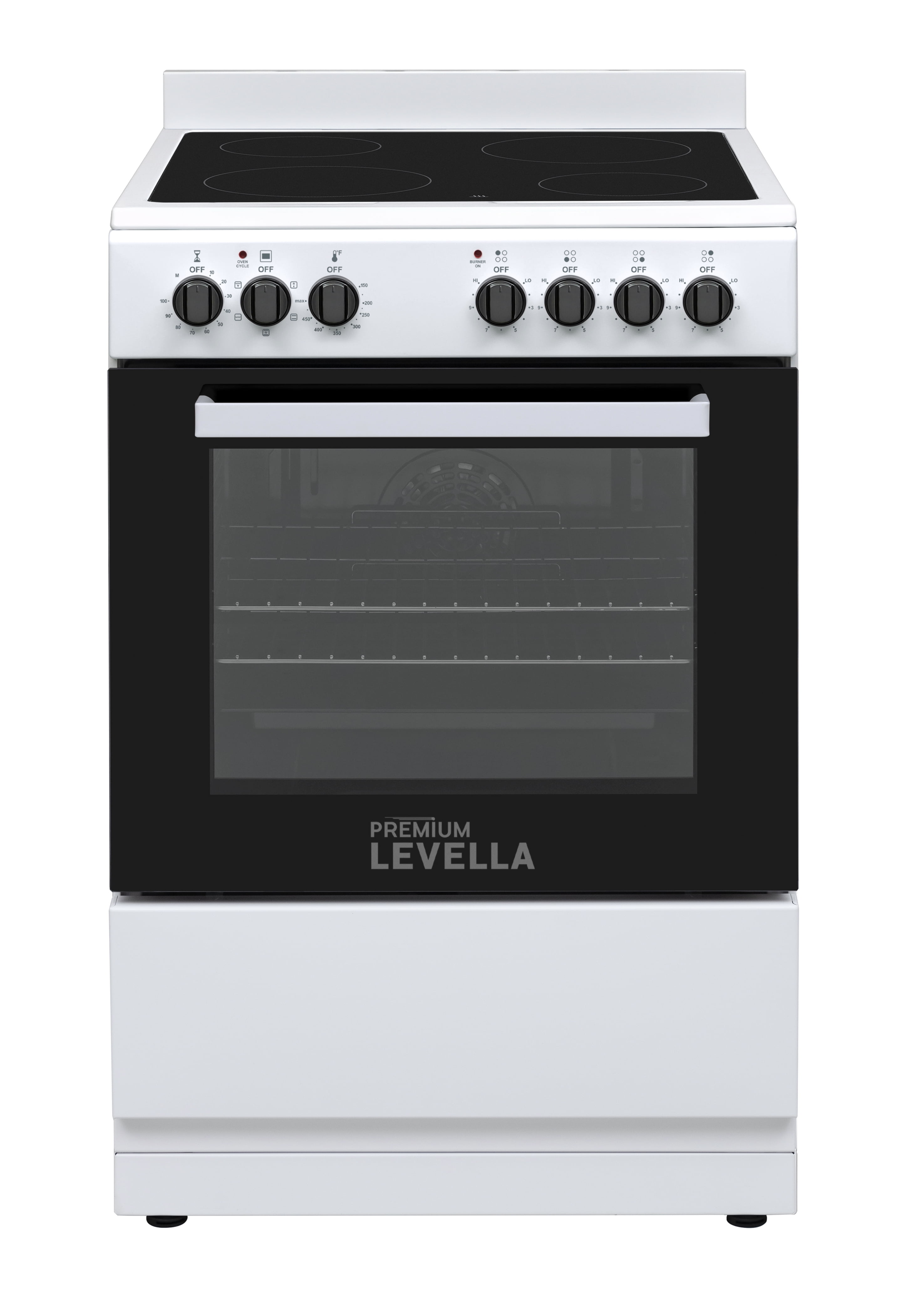 24" White Glass Top Freestanding Electric Range with Convection Oven