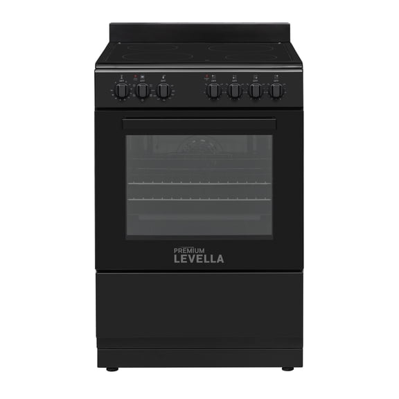 Premium Levella PREV2407VB 24" Vitroceramic Cooktop Electric Range with 4 Burners and 2.4 Cu. Ft. Single Convection Oven - Black