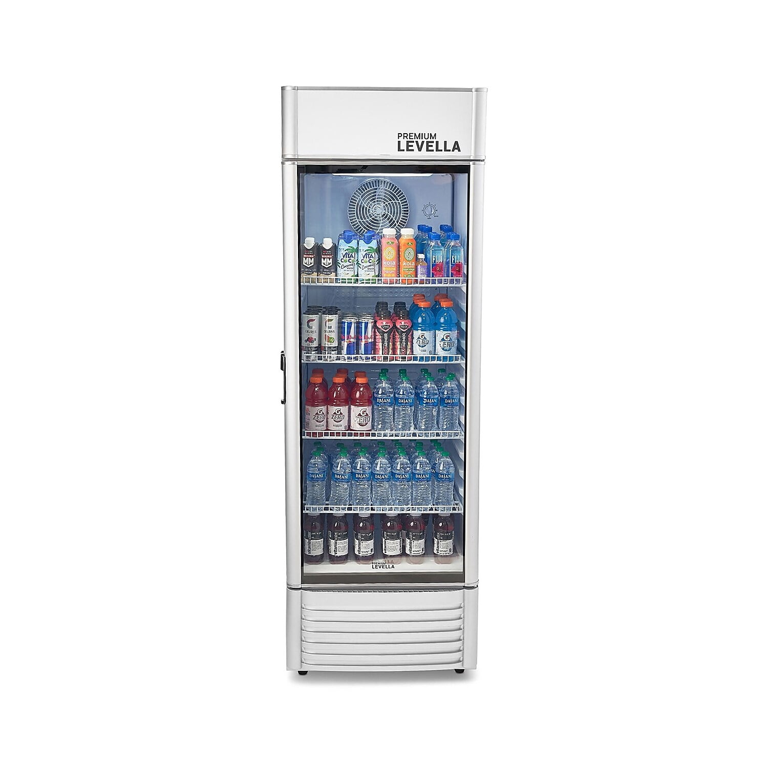 Premium Silver Glass Door Display Refrigerator with Adjustable Shelves