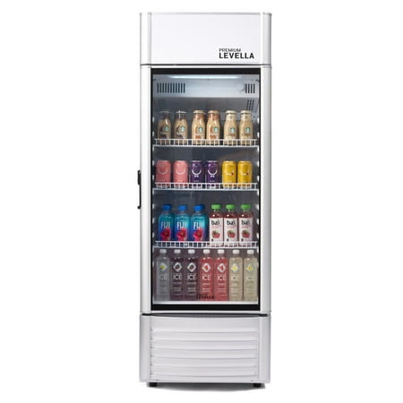 Premium Levella - 6.5 cu. ft. 1-Door Commercial Merchandiser Refrigerator Glass-Door Beverage Display Cooler - Silver